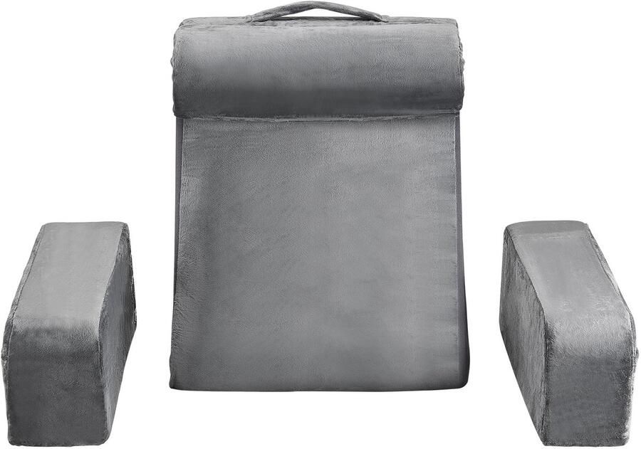 Leeskussen voor In Bed met Armleuningen & 3 Zakken Groot Rugkussen met Afneembare Neksteun & 25d Schuim Praktisch Handvat Om Makkelijk Mee Te Nemen Ideaal Om Te Lezen Spelen