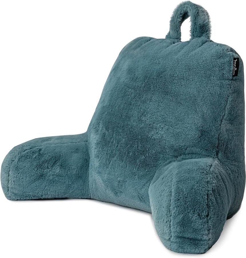 Senza Marchio Leeskussen voor in bed versnipperd geheugenschuim lendensteunkussen afneembare hoes imitatiebont lezen gamen 45 x 38 cm blauw leeskussen voor in bed