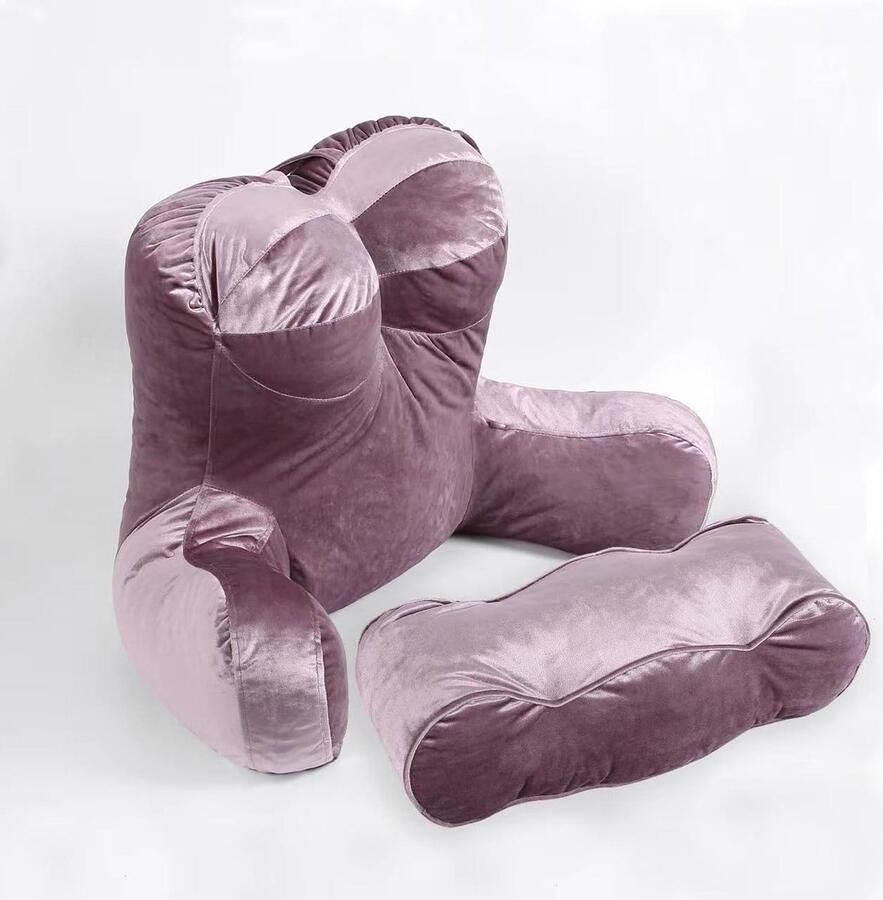 Leeskussen voor in bed Volwassenen 70 cm Rugleuningskussen Armen Beenkussen Zakken Lezen-gamen-ontspannen met versnipperd traagschuim. leeskussen voor in bed
