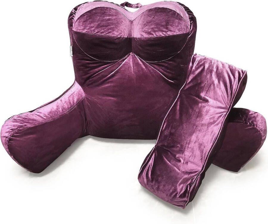 Leeskussen voor volwassenen Bedkussen om in bed te zitten Gemaakt van versnipperd traagschuim Stoelkussen met armleuning Ultra comfortabel en ergonomisch Rugkussen Paars