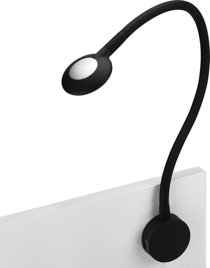 Leeslamp zwart dimbaar met 2 USB aansluitingen set van 2
