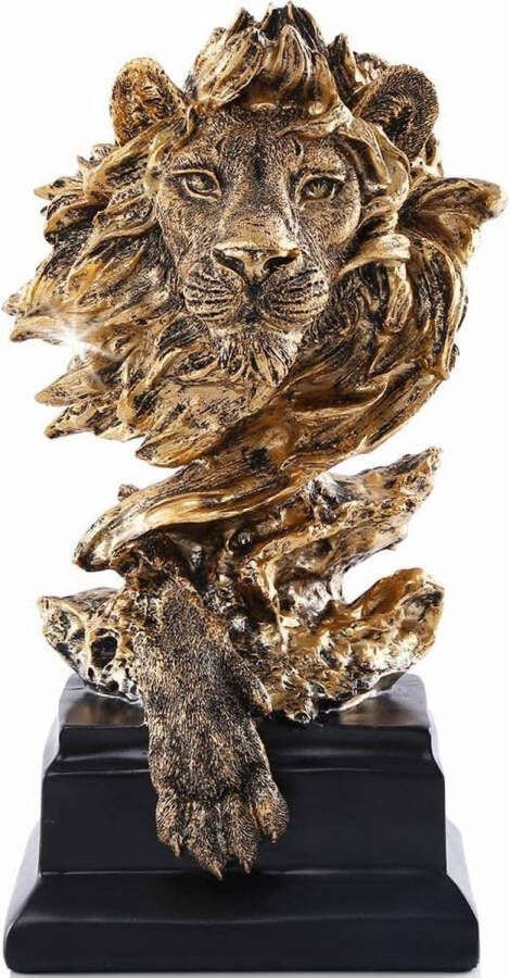 Leeuwenstandbeeld gouden sculpturen zandsteen hars leeuwenfiguren voor mannen abstracte kunst standbeeld ornamenten voor thuiskantoor woonkamer boekenplank tafel bureau housewarming decor