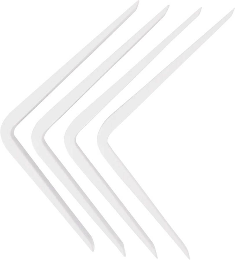 Omid Home Leg plank dragers Draagbeugel Rek Beugel Plank Plankendragers Wandplank Staal Metaal Set van 8 stuks 25 x 20 cm Dubbele Bevestiging Wit