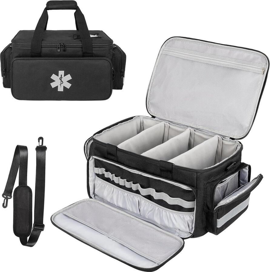 Lege EHBO-tas voor verpleegsters en medicijnen Reis medicijnorganizer opbergtas Pillfles organizer reistas zwart Large