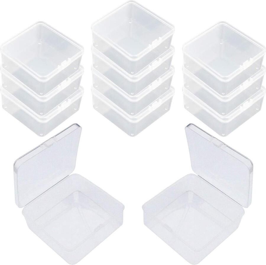 Lege Mini-Opbergdozen Organizer voor Kleine Voorwerpen 12 Stuks Doorzichtig Kunststof 95 x 95 x 35 mm