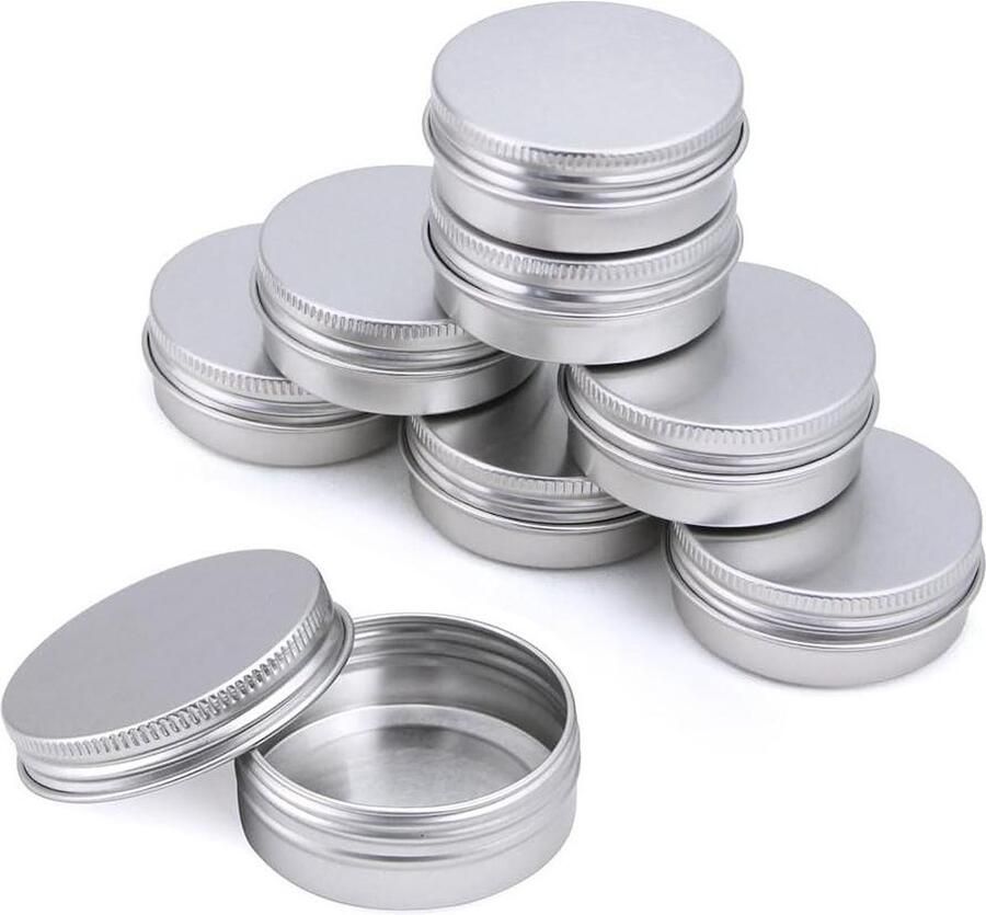Lege ronde aluminium blikjes 30 stuks voor balsem zalven cosmetica 52 x 2 cm (zilver)
