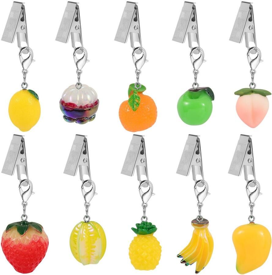LEGENTLISUR 10-delige set tafelkleedgewichten met gemengde vruchten clips tafelkleeddecoratie tafelkleedgewichten voor buiten schattige tafelkleedgewichten zwaar voor thuis picknick kampeerfeest