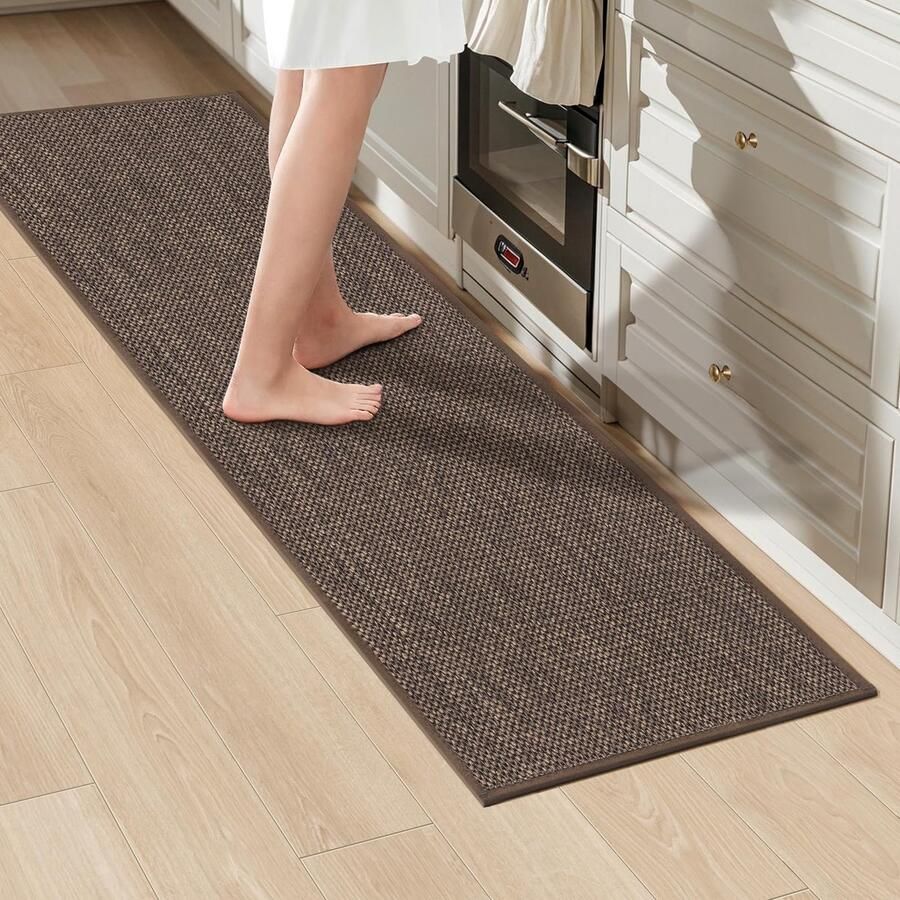 LEKEEPGO Wasbaar antislip keukenkleed 43x150cm antislip keukenloper haltapijt keukenloper wasbare tapijten voor keukens gangen wasruimtes bruin