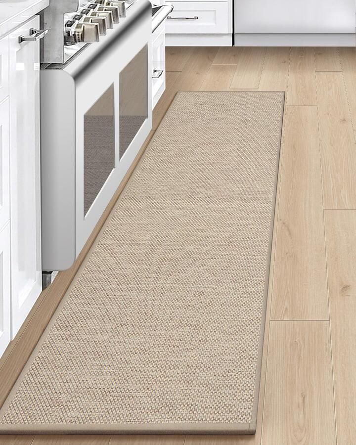 LEKEEPGO Wasbaar antislip keukenkleed 60x200cm antislip keukenloper keukenmatten wasbaar tapijt voor de gang absorberend tapijt voor de keuken gang wasruimte beige