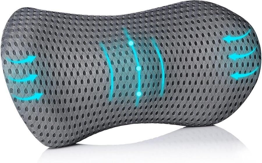 Lendenkussen Lendensteunkussen Traagschuim Rugkussen Ergonomisch Kussen Back Support Pillow Afneembaar en Wasbaar Verlicht Rugpijn Ideaal voor Bed en Stoel 46*23*11cm Grijs