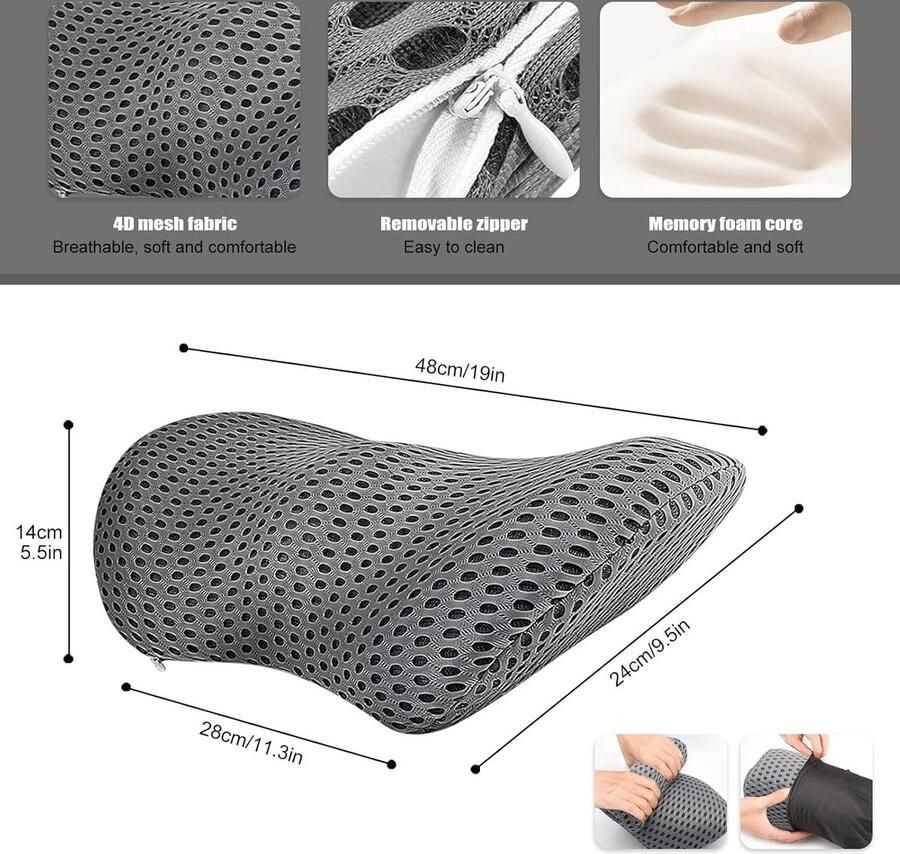 Lendenkussen met afneembare elastische band antislip lendensteun lendenkussen voor bureaustoel