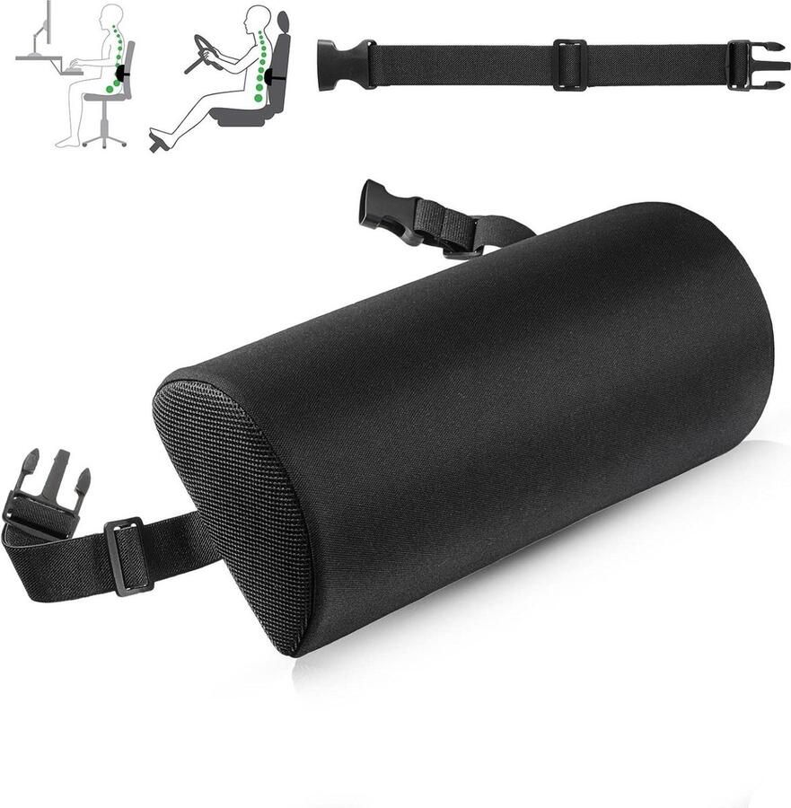 Lendenkussen rugkussen halve maan lendenrol hoge dichtheid schuim voor bureaustoel auto juiste zithouding 210 gram Rugkussen Auto