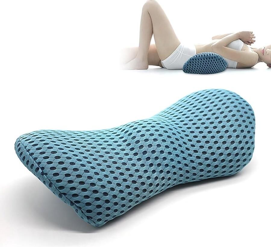 Lendenkussen Rugkussen Lendenkussen voor kantoorstoelen Ergonomisch rugkussen Lendenkussen van traagschuim voor in de auto Comfortabel rugsteunkussen Drukverlichting Rugkussen voor bed stoel autostoel kantoorstoel (blauw)