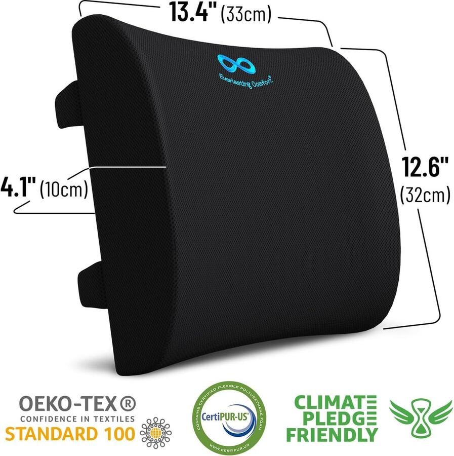 Lendensteunkussen ergonomisch traagschuim rugsteunkussen met dubbele verstelbare riempjes en luchtdoorlatende hoes van netstof stoelkussen voor bureaustoel autostoel