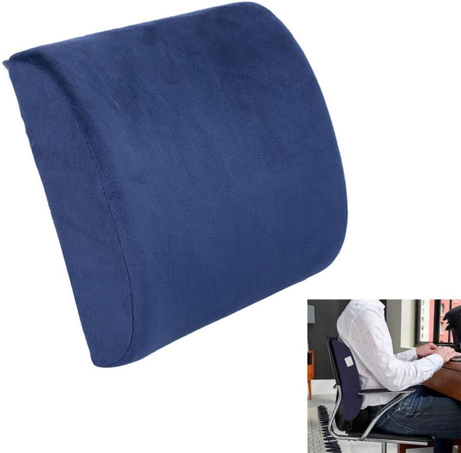 Lendensteunkussen Pluche lendensteunkussen voor ruststoelen Verlicht vermoeidheid Geschikt voor lendensteun op kantoorstoelen bescherming tegen langdurig zitten in gamestoelen rustkussen voor thuisstoelen Marineblauw