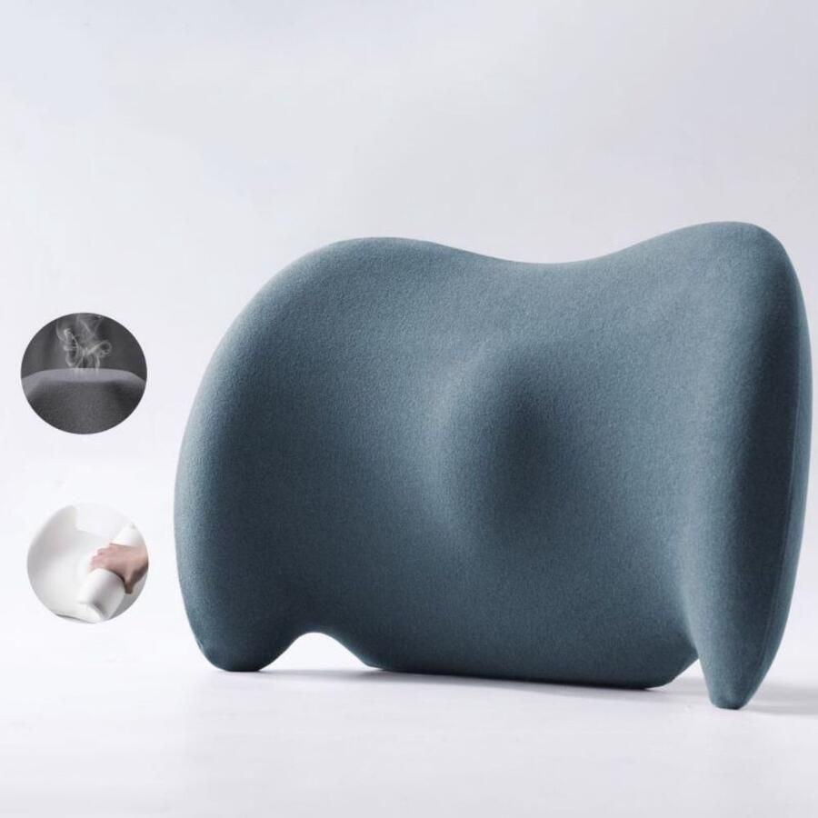 Lendensteunkussen verlichting van pijn in de onderrug traagschuim rugsteunkussen ergonomische vorm en ademend lendensteunkussen lendensteun voor bureaustoel bed stoel auto ( met opbergzak)