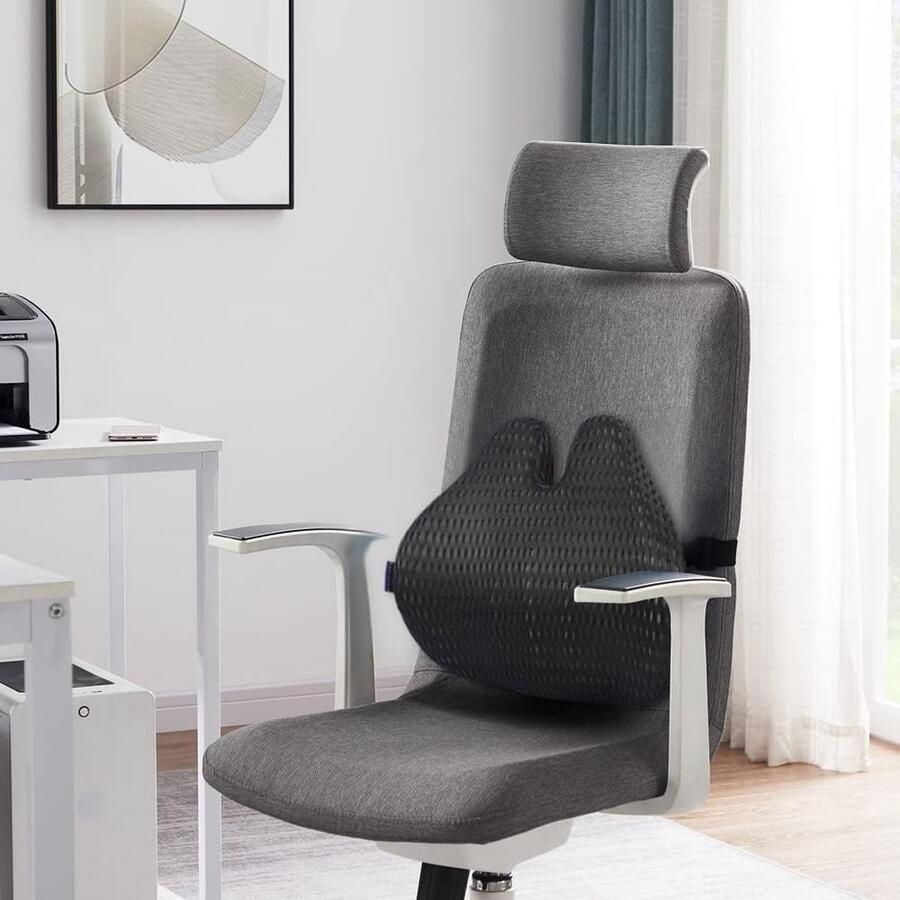 Lendensteunkussen voor bureaustoel en auto Traagschuim lendenkussen voor kantoor en thuis zwart