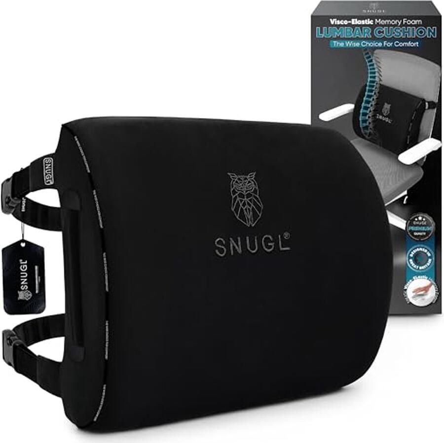 Lendensteunkussen voor Rugsteun en Houdingscorrectie Ergonomisch Zitkussen voor Bureaustoel en Auto Traagschuim Kussen Comfortabel en Ondersteunend Kantooraccessoire Zwart