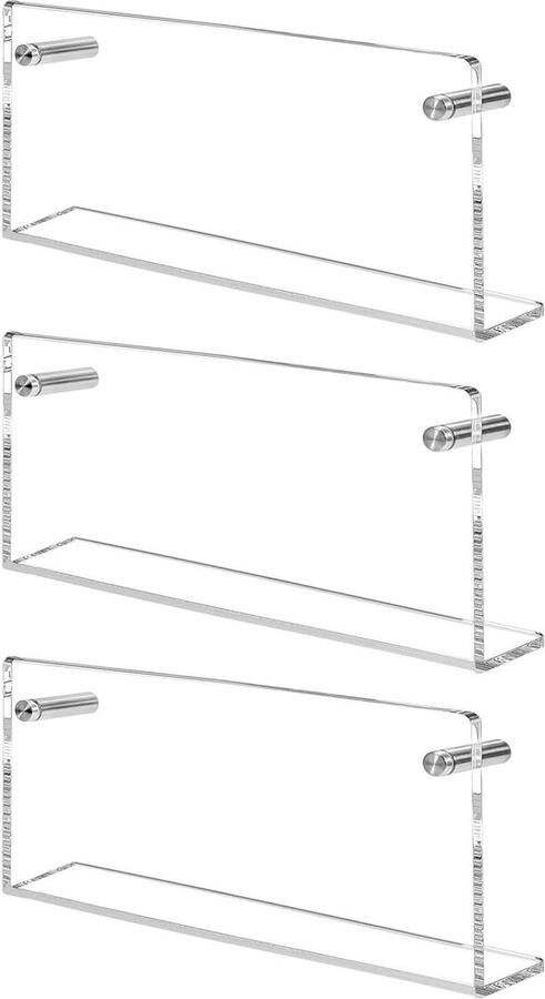 Lengte 48cm Clear Acryl Wandmontage Boekenplank 3 Pack Geschikt voor Kinderkamer Woonkamer Slaapkamer en Kantoor