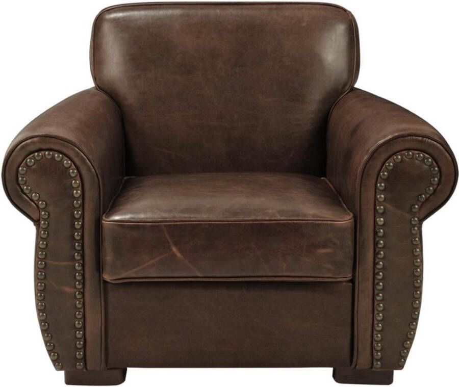 Leren fauteuil HECTOR Bruin L 105 cm x H 82 cm x D 86 cm