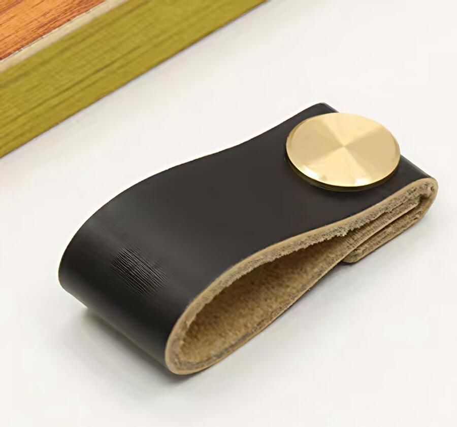 Leren handgrepen Verdikt PU-leer Leren meubelgrepen Leren kastgrepen 2 5 * 18 cm Plat zwart 6 stuks