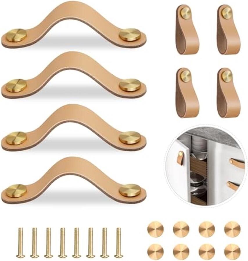 Leren handgrepen voor meubels 4 stuks kastgrepen voor keukenkasten en interieurdecoratie