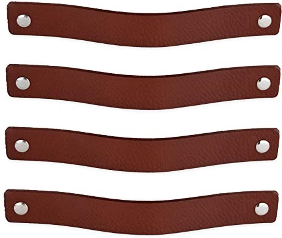 Leren handgrepen voor meubels Cognac 4 stuks 20 x 2 5 cm Kastgreep voor keuken badkamer kasten