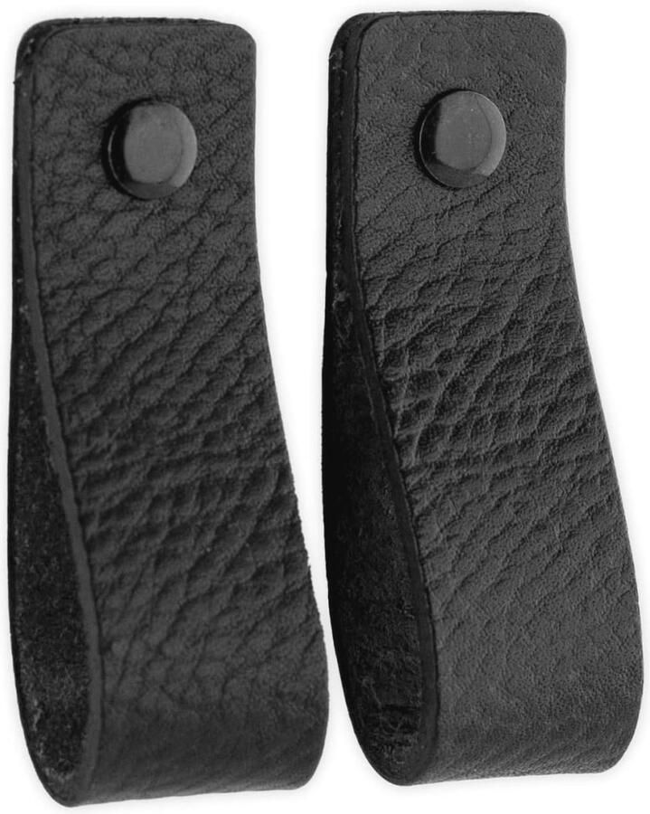 Leren handgrepen voor meubels Industrieel ontwerp Zwart 2 stuks (16 5 x 2 5 cm)