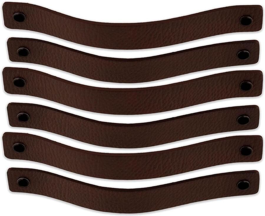 Leren handgrepen voor meubels Kastanjebruin 6 stuks 20 x 25 cm Kastgreep Deurgreep Keuken badkamer kasten dressoir hout