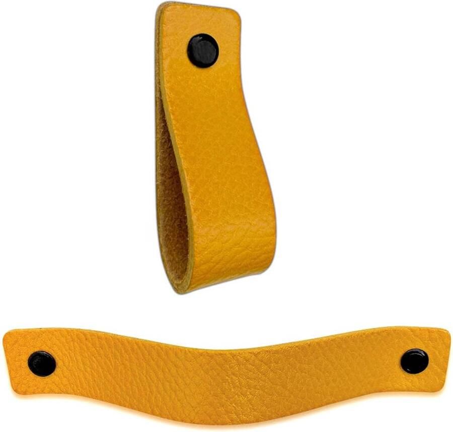 Leren handgrepen voor meubels Okergeel 4 stuks 16 5 x 2 5 cm Kastgreep Deurgreep