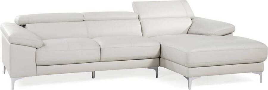 Vente-unique Leren hoekbank SOLANGE wit Hoek rechts L 265 cm x H 73 cm x D 167 cm - Foto 5