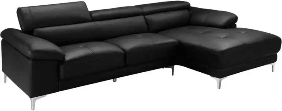 Vente-unique Leren hoekbank SOLANGE Zwart Hoek rechts L 265 cm x H 73 cm x D 167 cm