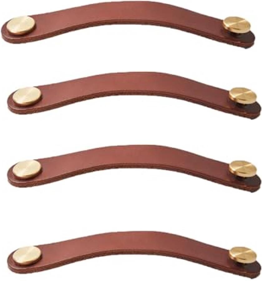 Leren ladeknoppen 4 handgemaakte meubelgrepen voor keukenkasten en meubels