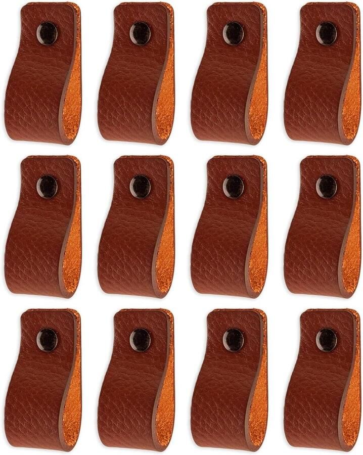 Leren meubel handgrepen Cognac 12 stuks 125 x 25 cm Kast handgreep Deurgreep keuken badkamer kasten dressoir hout