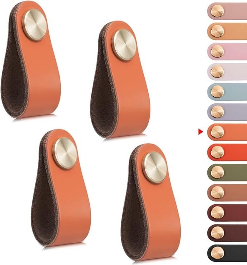 Leren meubelgrepen 4 stuks 14*2 5*0 3 cm schroef 2 mm kastdeurgrepen leren ladegrepen vintage meubelgrepen geschikt voor kasten kaptafels keukens badkamers enkel gat leren handgrepen van messing