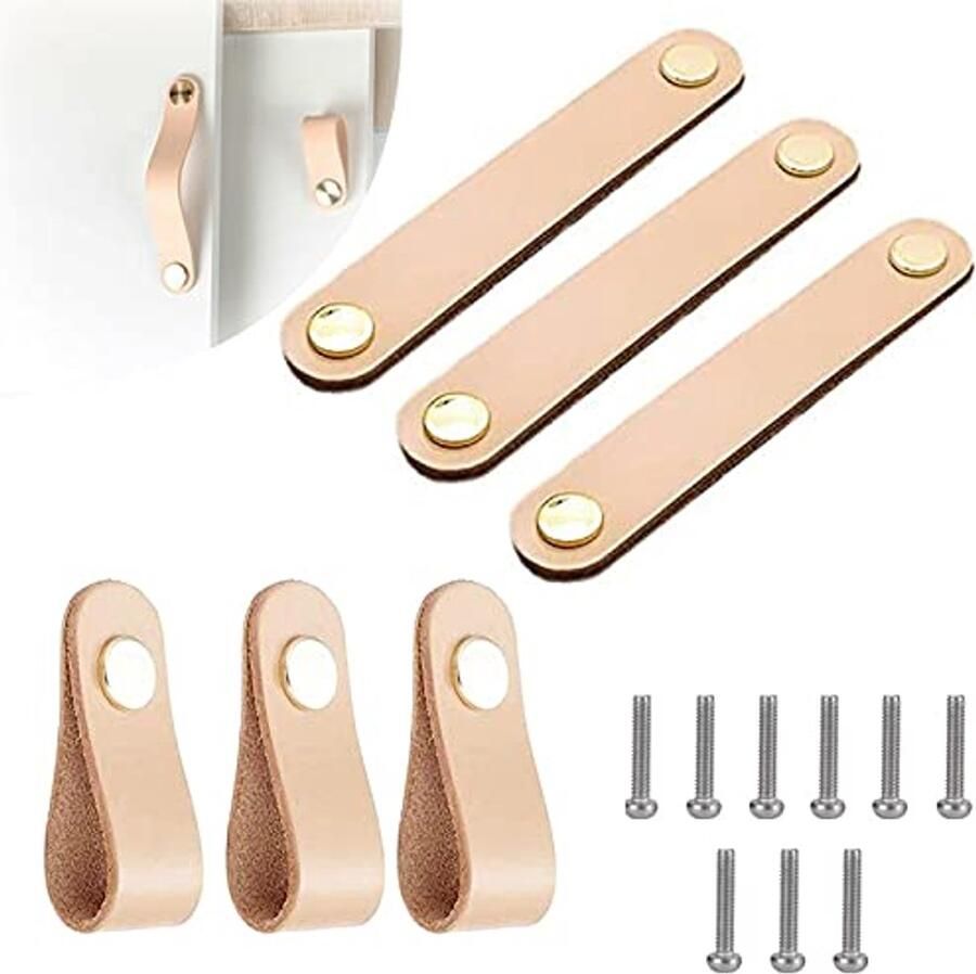 Leren Meubelgrepen Set van 6 Kastdeurgreep en Ladegreep Duurzaam en Stijlvol