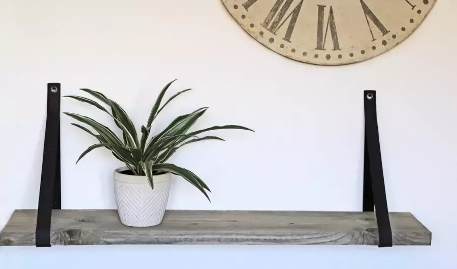 Leren plankdragers dragers wandplank Zwart 2 stuks Echt leer Zwarte plankendragers plank dragers leren banden