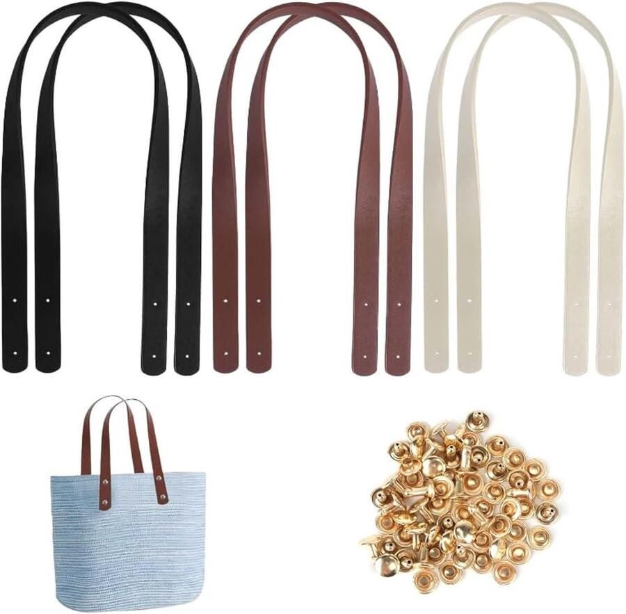 Leren Tasgrepen 60 cm 6 Stuks in 3 Kleuren voor Handtassen en Schoudertassen