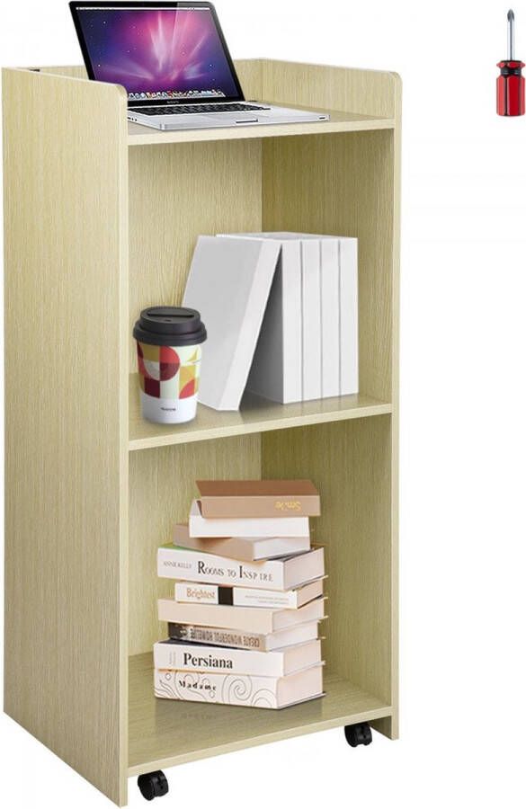 Lessenaar Sta Bureau Mobiel Bureau 60 x 40 x 120 cm met 4 Wielen en Plank