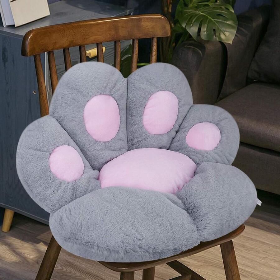 Leuk kattenpoot stoelkussen comfortabel pluche zitkussen warm Tatami vloerkussen voor thuis bed of kantoor grijs