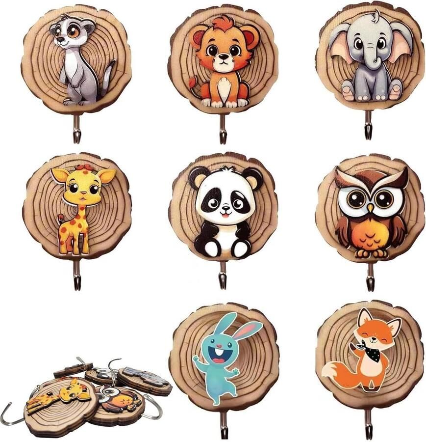 Leuke Cartoon Dieren Kapstok Haken Zelfklevende Kinderen Kapstok Haken Handdoeken Sleutel Rugzakken Hoeden Jassen Badkamer Kapstok