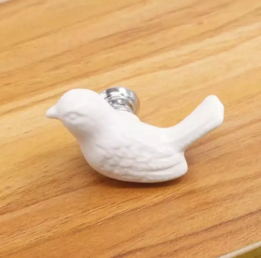 LeuksteWinkeltje kast knop Vogel wit handgreep meubelknop handvat