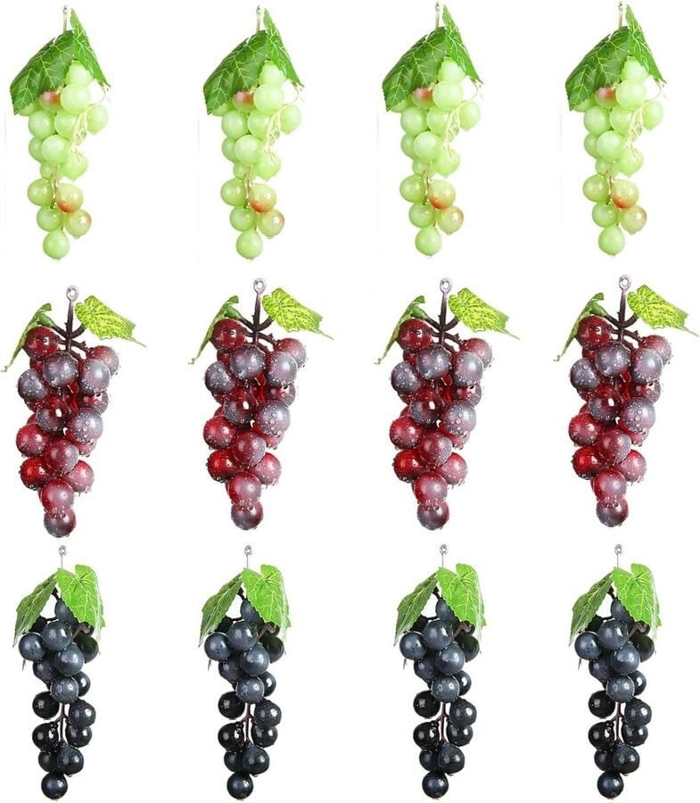 Levensecht Druivencluster 12 Stuks Groen Fuchsia Zwart
