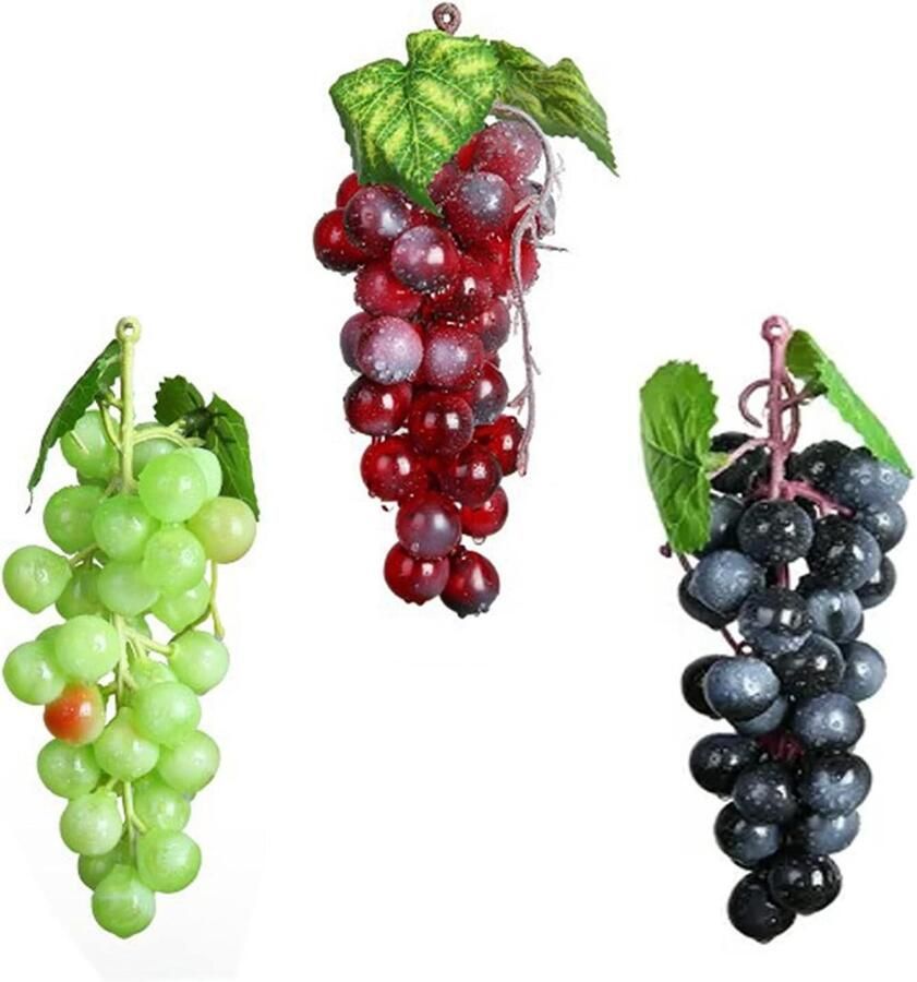 Levensecht Druivencluster Set van 3 stuks voor Wijn Decoratie
