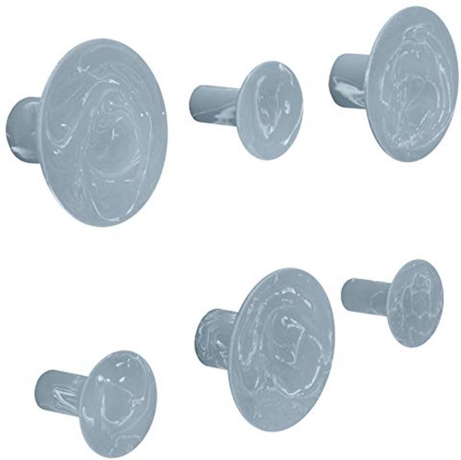 Libaro Gemarmerde Wandhaken Set van 6 3 Kleine en 3 Grote Kapstokhaken Ronde Decoratieve Kapstokhaken (Grijs)