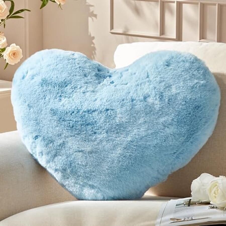 Lichtblauw Hartkussen 26 x 36 cm Decoratief Pluche Kussen voor Bank en Bed