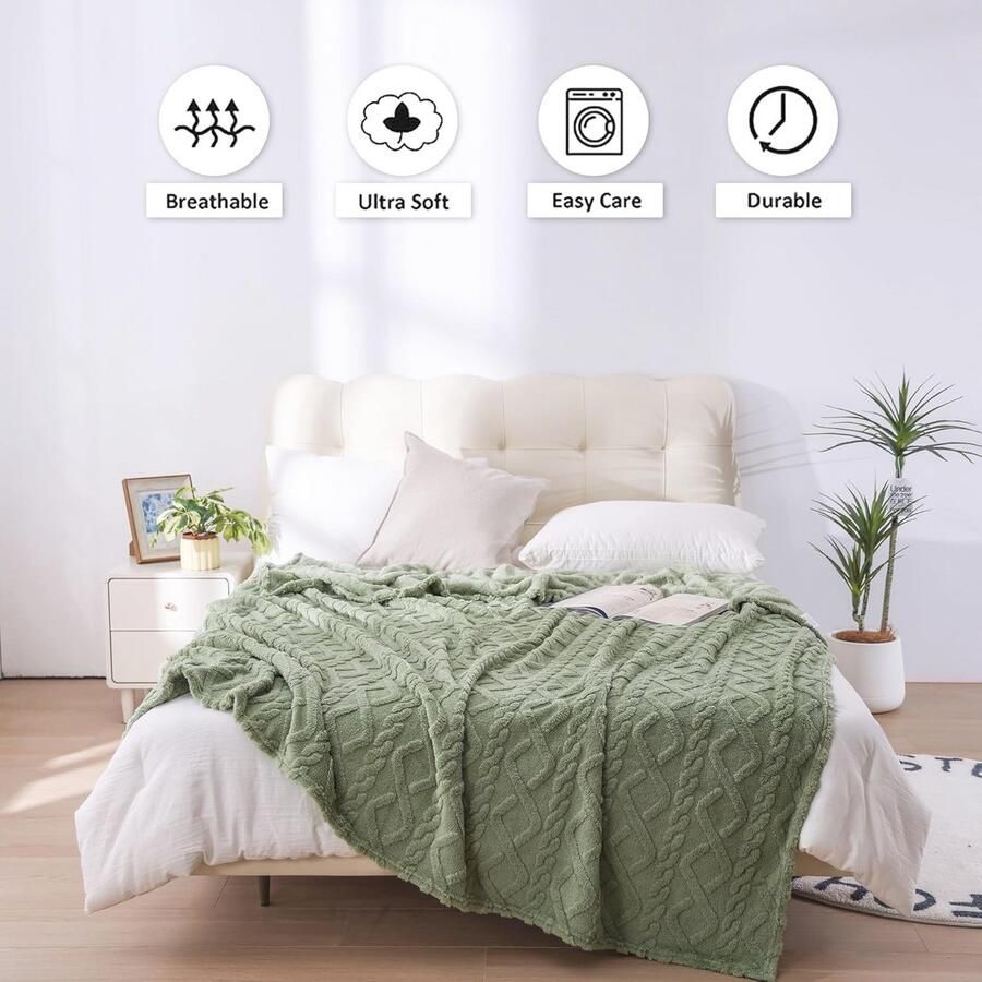 Lichte en Zachte Fleece Deken Cozy Plaid voor Bank en Bed 400 g m² Microvezel