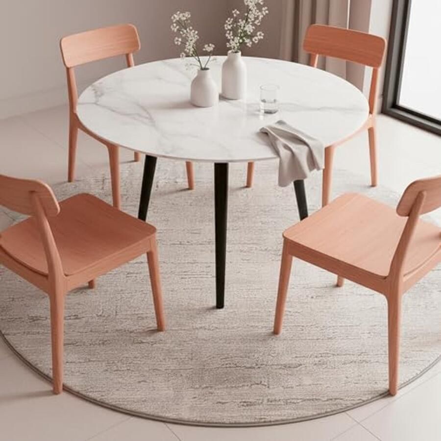 Lichte Grijze Rond Tapijt 120cm Modern en Superzacht Vloerkleed voor de Woonkamer