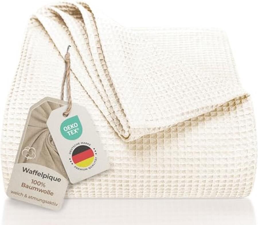 Lichte Katoenen Wafelpiqué Sprei voor Bed en Bank Zomer Deken 180 x 220 cm