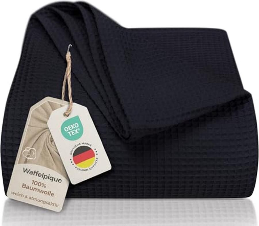 Sprei 150 x 200 cm van 100% Katoen Lichte Woondeken en Bed Deken Multifunctionele Plaid in Wafelpiqué Design